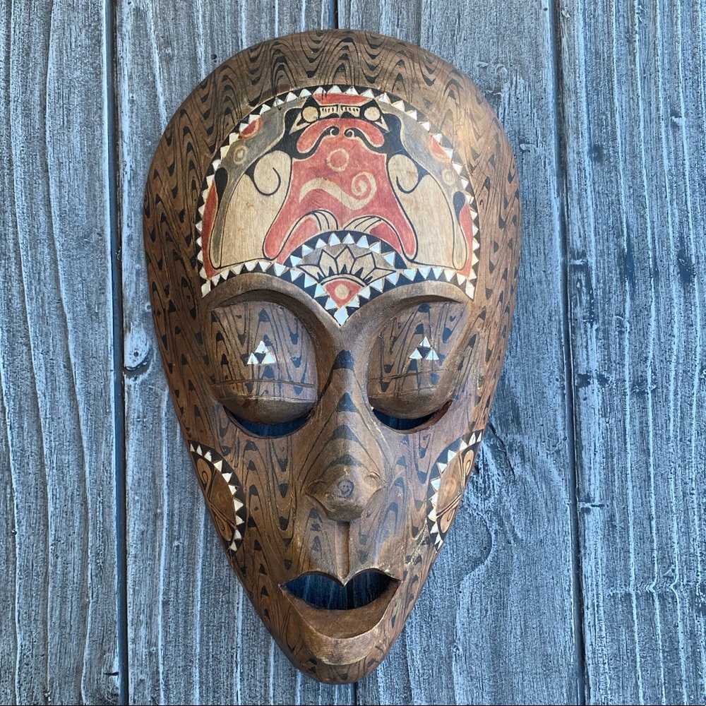 Handcrafted African Wood Wall Mask Decor Beauty